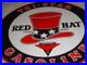 Vintage Red Hat Tri-star? Gasoline 11 3/4 Porcelain Metal Independent Oil Sign