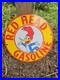 Vintage Red Head Gasoline Porcelain Woody Woodpecker Gas Oil Sign