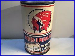 Vintage Red Indian Aviation Oil Quart Can Rare Handy Sign Sunoco Shell GM Plane