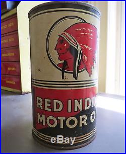 Vintage Red Indian McColl Frontenac Motor Oil Can Imperial Qt