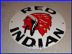Vintage Red Indian Mccoll Frontenac 11 3/4 Porcelain Metal Canada, Gas Oil Sign