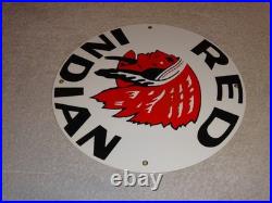 Vintage Red Indian Mccoll Frontenac 11 3/4 Porcelain Metal Canada, Gas Oil Sign