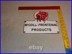 Vintage Red Indian Mccoll-frontenac Products Porcelain Metal Gasoline & Oil Sign