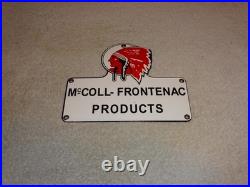 Vintage Red Indian Mccoll-frontenac Products Porcelain Metal Gasoline & Oil Sign