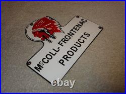 Vintage Red Indian Mccoll-frontenac Products Porcelain Metal Gasoline & Oil Sign