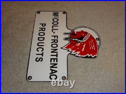 Vintage Red Indian Mccoll-frontenac Products Porcelain Metal Gasoline & Oil Sign