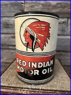 Vintage Red Indian Oil 1 Gallon Can Red Indian Motor Oil