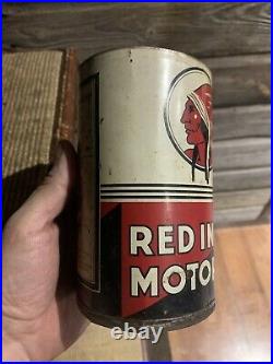 Vintage Red Indian Oil Can Motor Oil Quart Red Indian