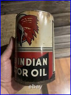 Vintage Red Indian Oil Can Motor Oil Quart Red Indian