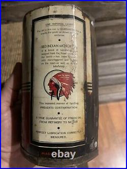 Vintage Red Indian Oil Can Motor Oil Quart Red Indian
