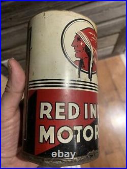 Vintage Red Indian Oil Can Motor Oil Quart Red Indian