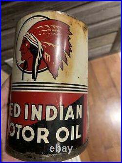 Vintage Red Indian Oil Can Motor Oil Quart Red Indian