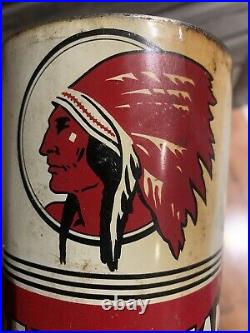 Vintage Red Indian Oil Can Motor Oil Quart Red Indian