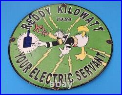 Vintage Reddy Kilowatt Porcelain Duck Gas Electric Edison Service Station Sign
