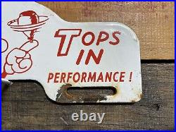 Vintage Reddy Kilowatt Porcelain Sign Electric Power Co. Gas Oil Tag Topper Sign