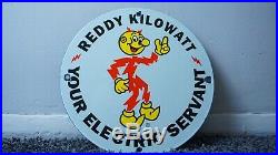Vintage Reddy Kilowatt Porcelain Sign Gas Metal Station Oil Gasoline Electric Ge
