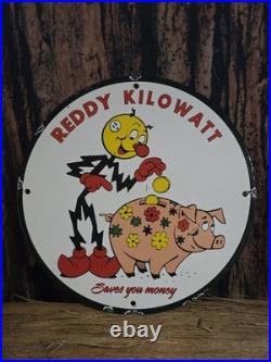 Vintage Reddy Kilowatt Porcelain Sign'saves You Money' 12