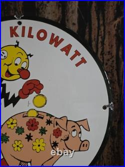 Vintage Reddy Kilowatt Porcelain Sign'saves You Money' 12