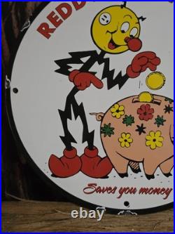 Vintage Reddy Kilowatt Porcelain Sign'saves You Money' 12