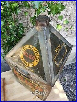 Vintage Redline Glico Ltd Motor Oil 5 Gallon Pyramid Can Rare Automobilia Garage