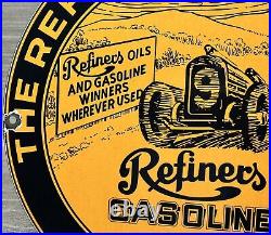 Vintage Refiners Gasoline Porcelain Sign Motor Oil Gas Station Pump Plate