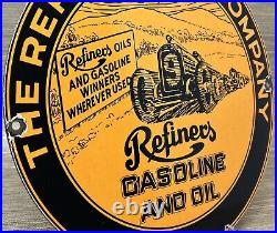 Vintage Refiners Gasoline Porcelain Sign Motor Oil Gas Station Pump Plate