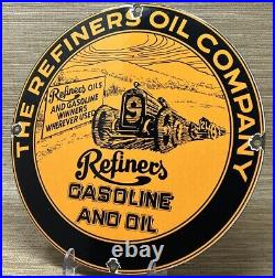 Vintage Refiners Gasoline Porcelain Sign Motor Oil Gas Station Pump Plate