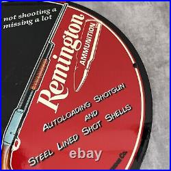 Vintage Remington Porcelain Sign Gas Oil Ammunition Rifle Shot Gun Hunting Plate