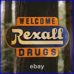 Vintage Rexall Drugs Porcelain Sign Drugs Walgreens Pharmacy Gas Oil 12x 7 1/2