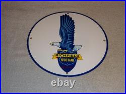 Vintage Richfield Eagle Hi Octane Gasoline 11 3/4 Porcelain Metal Gas Oil Sign