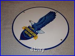Vintage Richfield Eagle Hi Octane Gasoline 11 3/4 Porcelain Metal Gas Oil Sign