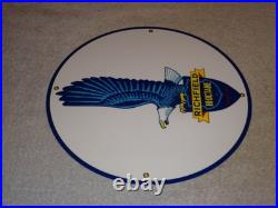 Vintage Richfield Eagle Hi Octane Gasoline 11 3/4 Porcelain Metal Gas Oil Sign