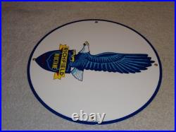Vintage Richfield Eagle Hi Octane Gasoline 11 3/4 Porcelain Metal Gas Oil Sign
