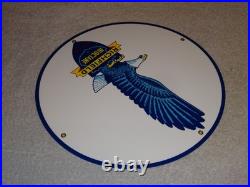Vintage Richfield Eagle Hi Octane Gasoline 11 3/4 Porcelain Metal Gas Oil Sign