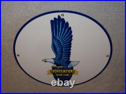 Vintage Richfield Eagle Hi Octane Gasoline 11 3/4 Porcelain Metal Gas Oil Sign