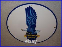Vintage Richfield Eagle Hi Octane Gasoline 11 3/4 Porcelain Metal Gas Oil Sign