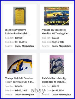 Vintage Richfield Eagle Hi Octane Gasoline 11 3/4 Porcelain Metal Gas Oil Sign