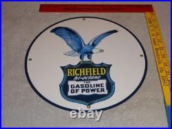 Vintage Richfield Eagle The Power Gasoline 11 3/4 Porcelain Metal Gas Oil Sign