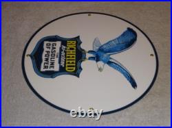 Vintage Richfield Eagle The Power Gasoline 11 3/4 Porcelain Metal Gas Oil Sign