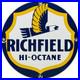 Vintage Richfield Gasoline Porcelain Sign Gas Station Pump Plate Motor Oil