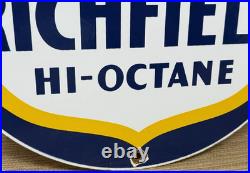 Vintage Richfield Gasoline Porcelain Sign Gas Station Pump Plate Motor Oil Vintage Richfield Gasoline Porcelain Sign Gas Station Pump Plate Motor Oil