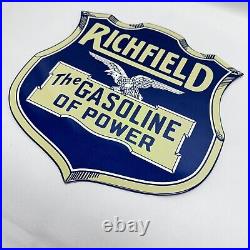 Vintage Richfield Service Station Gasoline Motor Oil Porcelain Sign