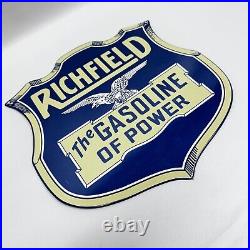 Vintage Richfield Service Station Gasoline Motor Oil Porcelain Sign