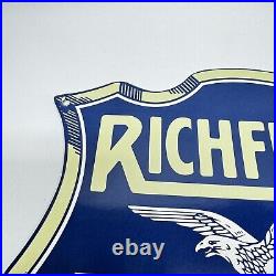 Vintage Richfield Service Station Gasoline Motor Oil Porcelain Sign