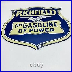 Vintage Richfield Service Station Gasoline Motor Oil Porcelain Sign