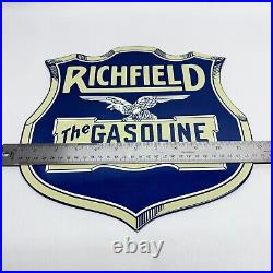 Vintage Richfield Service Station Gasoline Motor Oil Porcelain Sign