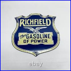 Vintage Richfield Service Station Gasoline Motor Oil Porcelain Sign