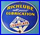 Vintage Richlube Gasoline Sign Lubricate Engine Gas Oil Pump Porcelain Sign