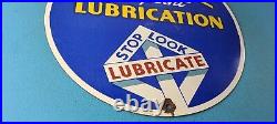 Vintage Richlube Gasoline Sign Lubricate Engine Gas Oil Pump Porcelain Sign