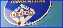 Vintage Richlube Gasoline Sign Lubricate Engine Gas Oil Pump Porcelain Sign